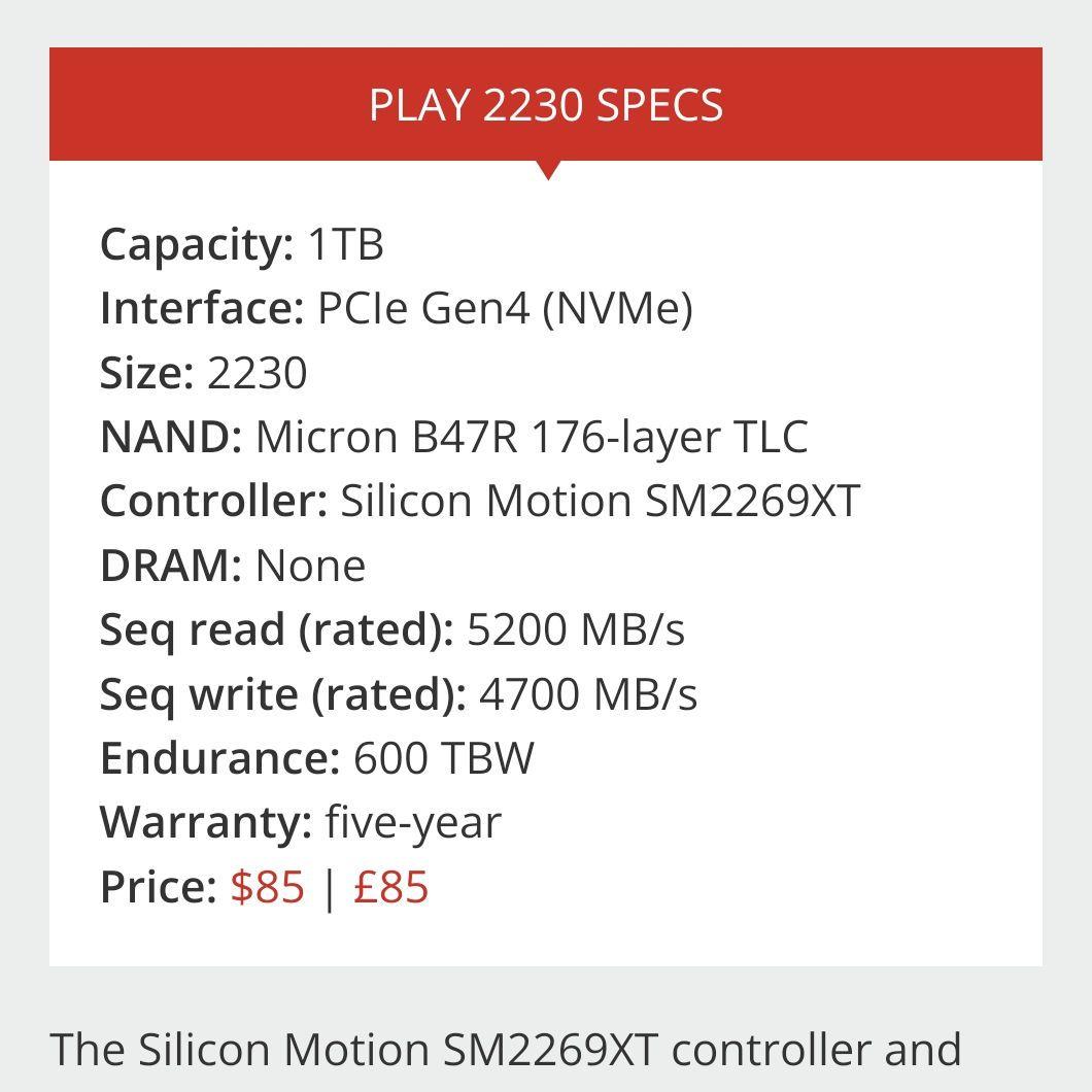 内蔵型SSD 1TB Gen4 M.2 2230 SSD Lexar PLAY
