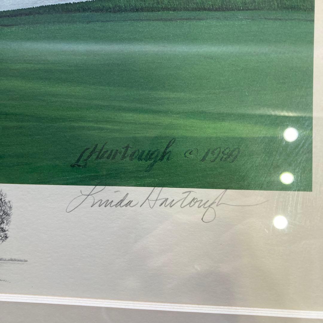 カ*K様 Linda Hartough サイン入り ゴルフ場の絵 1989年 古