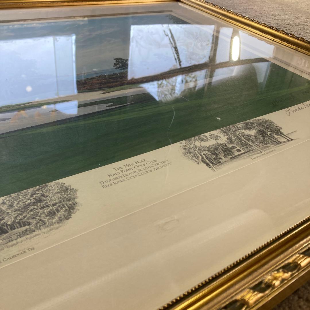 カ*K様 Linda Hartough サイン入り ゴルフ場の絵 1989年 古