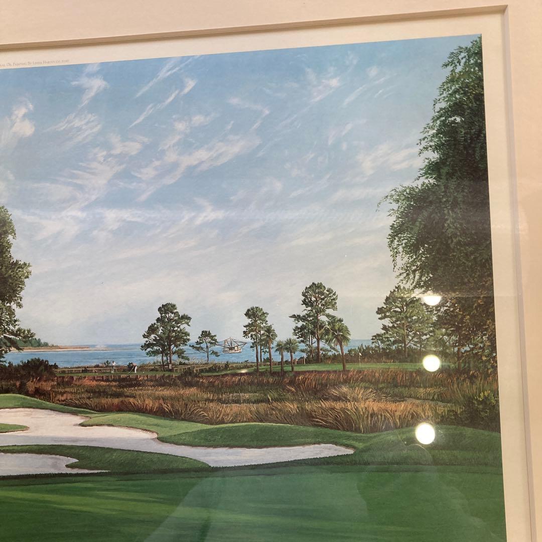 カ*K様 Linda Hartough サイン入り ゴルフ場の絵 1989年 古