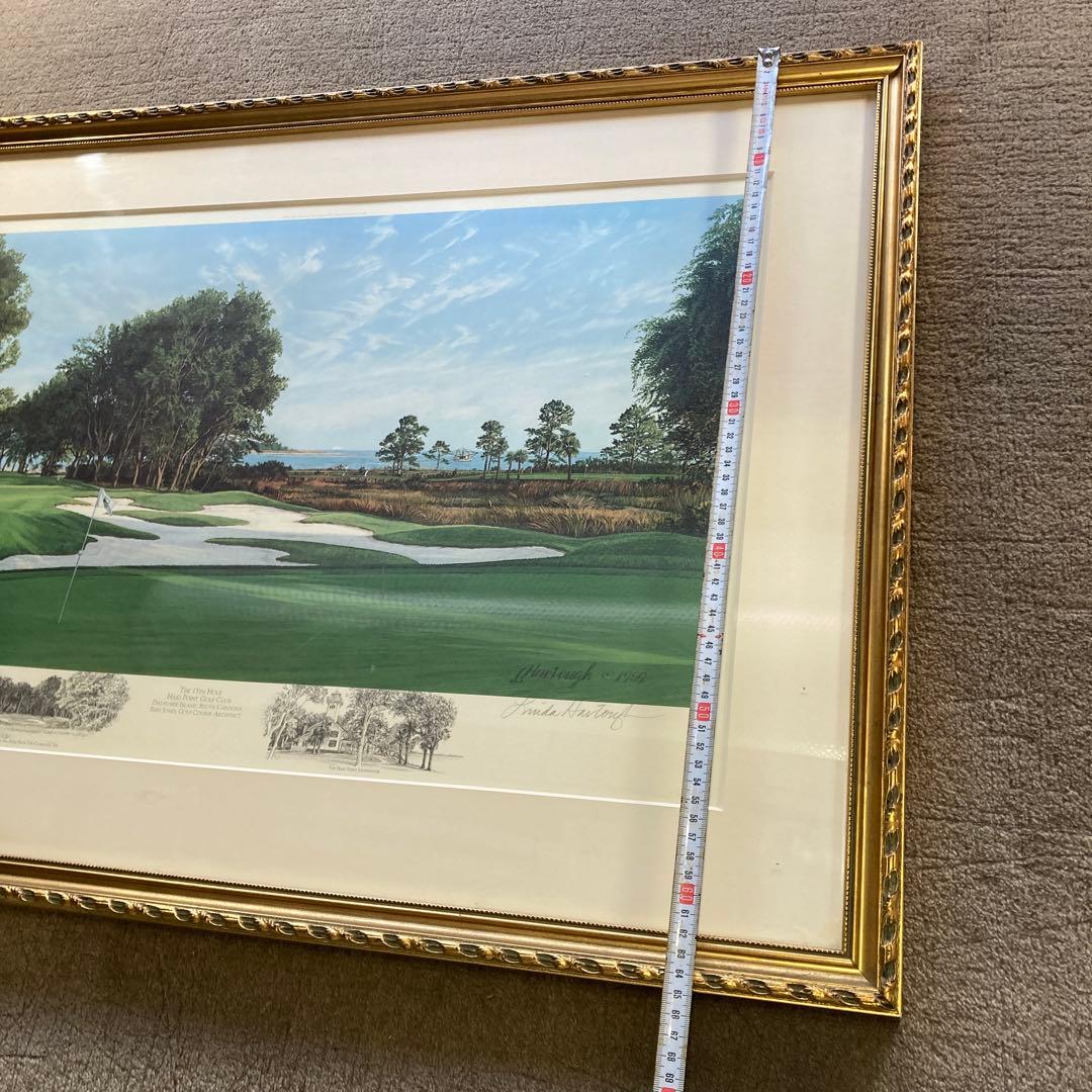カ*K様 Linda Hartough サイン入り ゴルフ場の絵 1989年 古