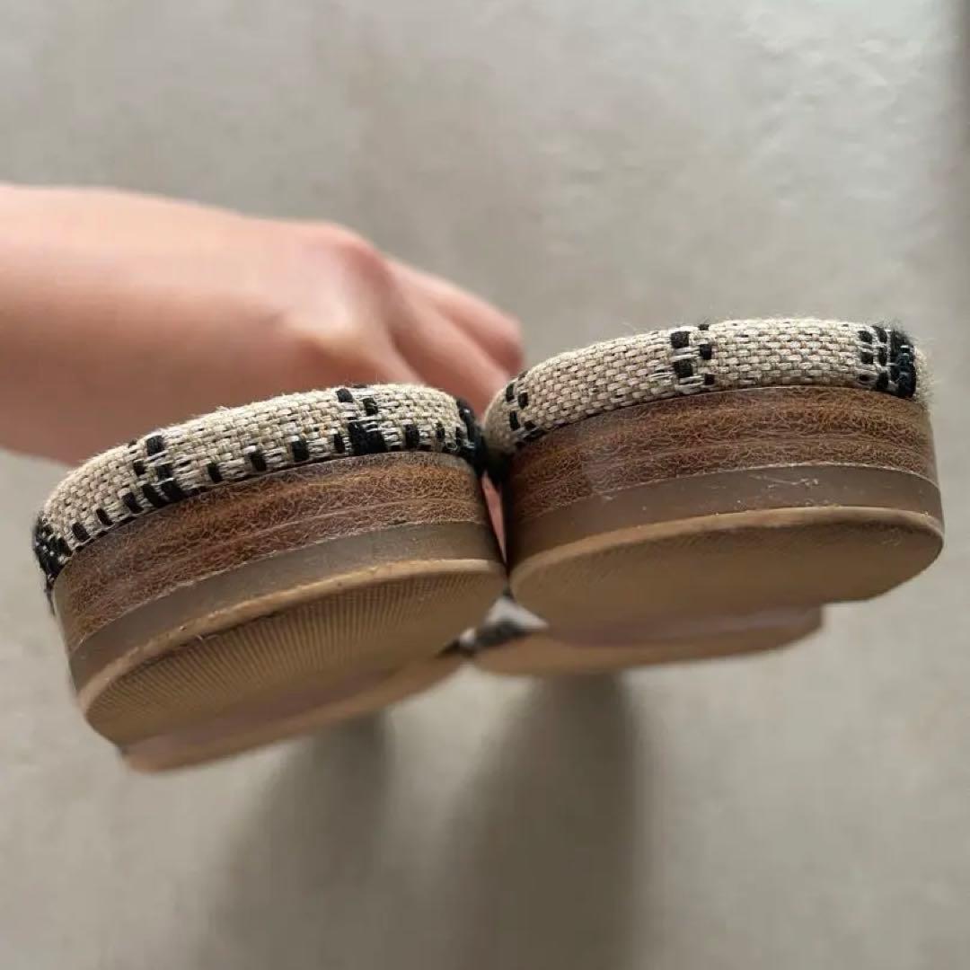 【美品】PELLICO チェック柄フラットミュール　37.5