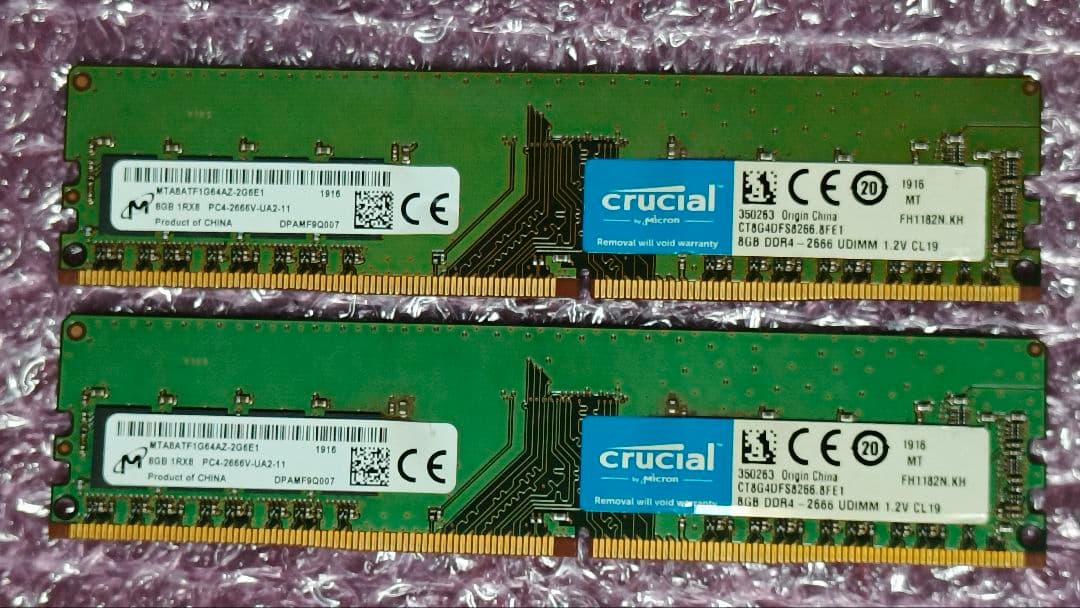 DDR4 8GBx2枚 16GB pc4-2666 動作確認済み ⑧