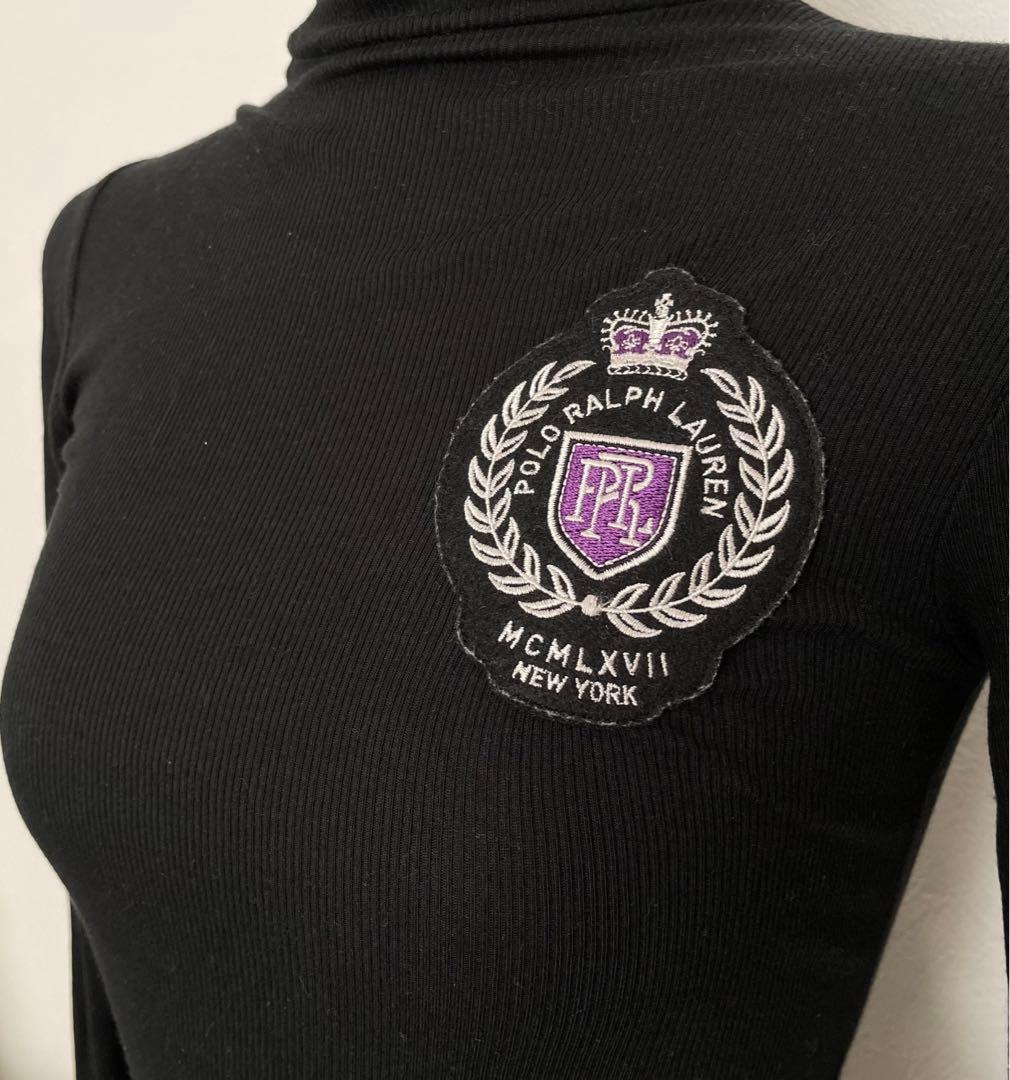 ラルフローレン♡ ハイネック長袖Tシャツ　ビッグワッペン　黒