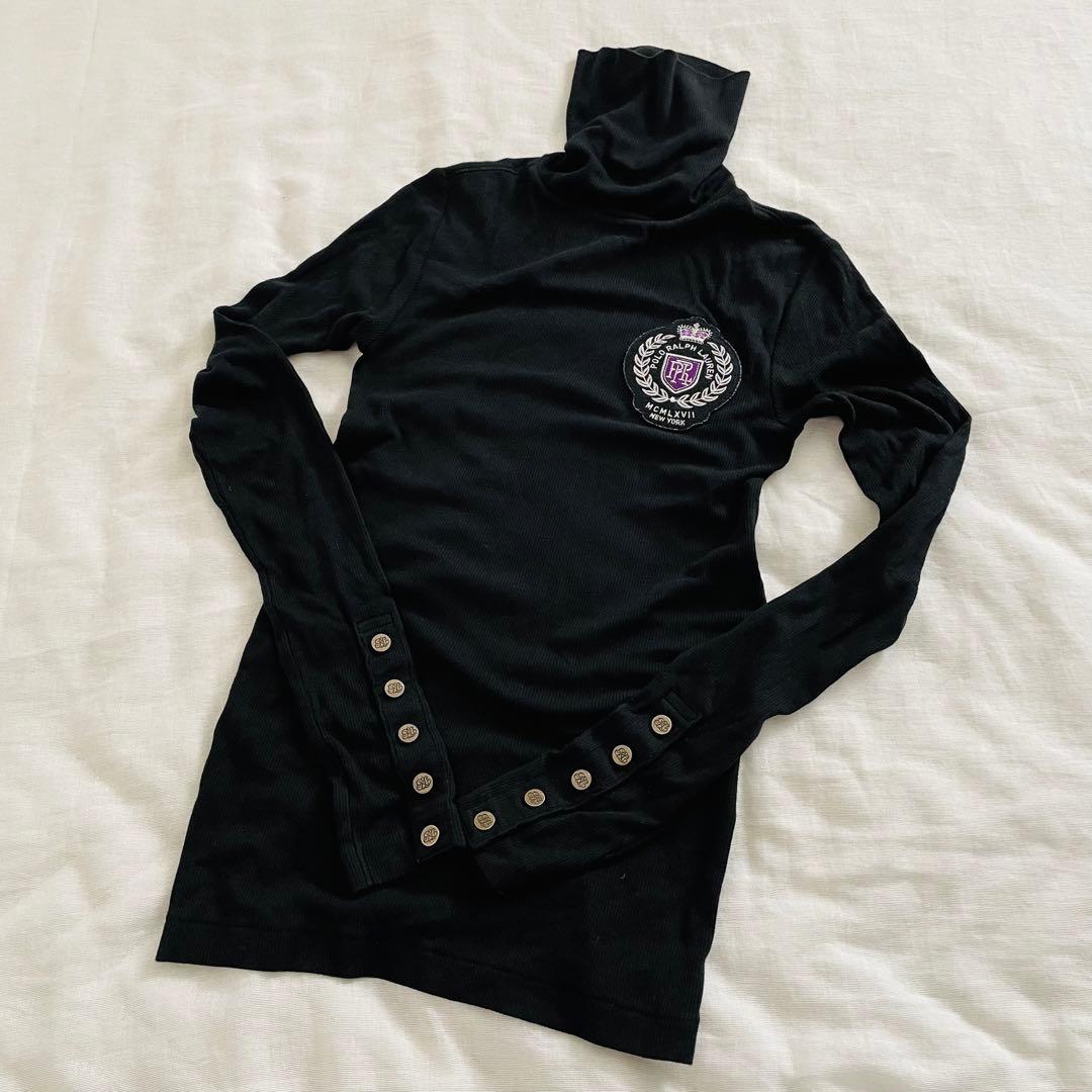 ラルフローレン♡ ハイネック長袖Tシャツ　ビッグワッペン　黒