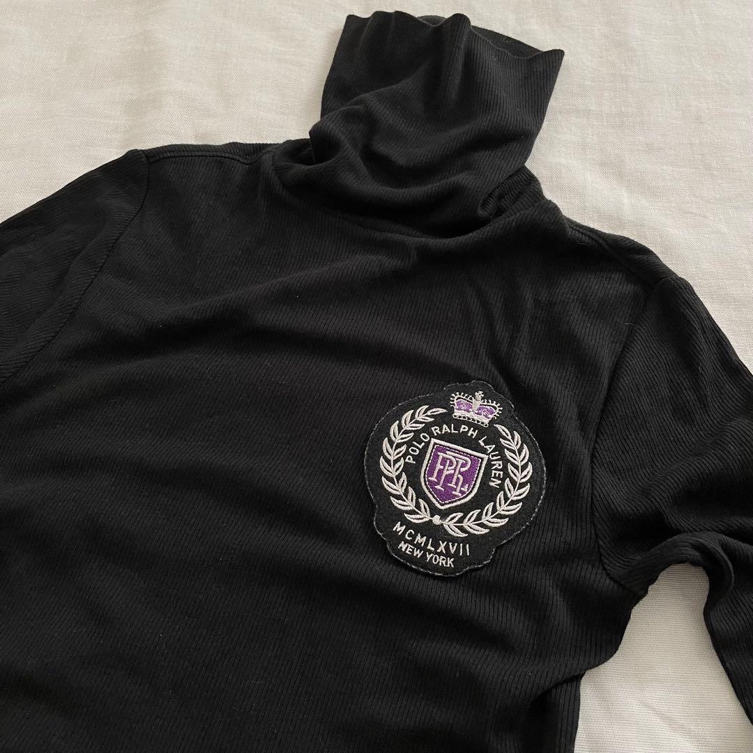 ラルフローレン♡ ハイネック長袖Tシャツ　ビッグワッペン　黒