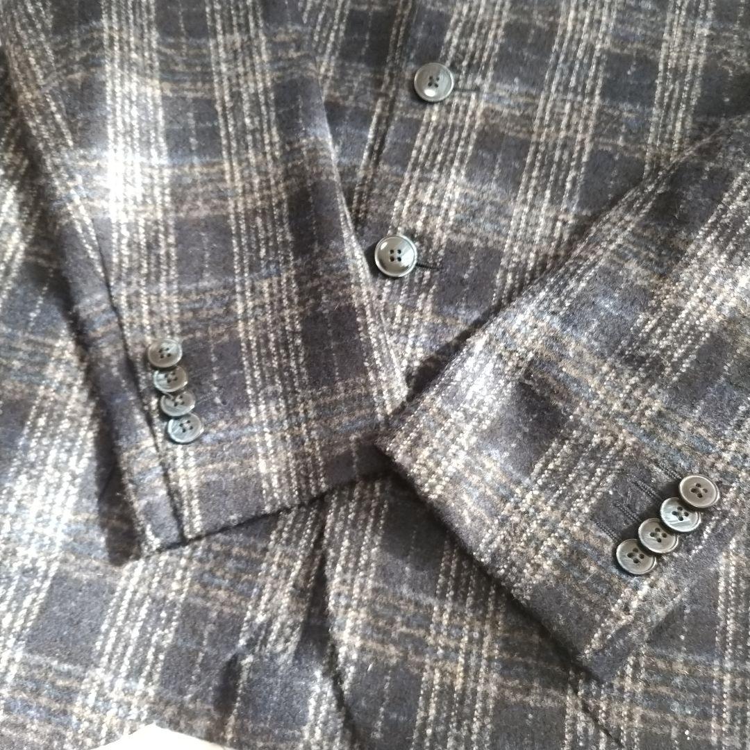 美品　ルビアム テーラードジャケット チェック アンコン仕立て ネイビー　М