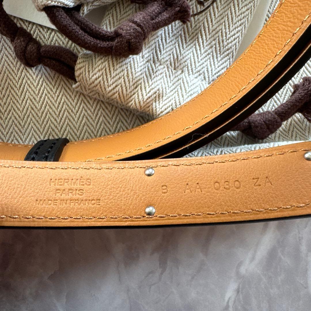 エルメス　HERMES ケリーベルト　ブラック×シルバー　B刻
