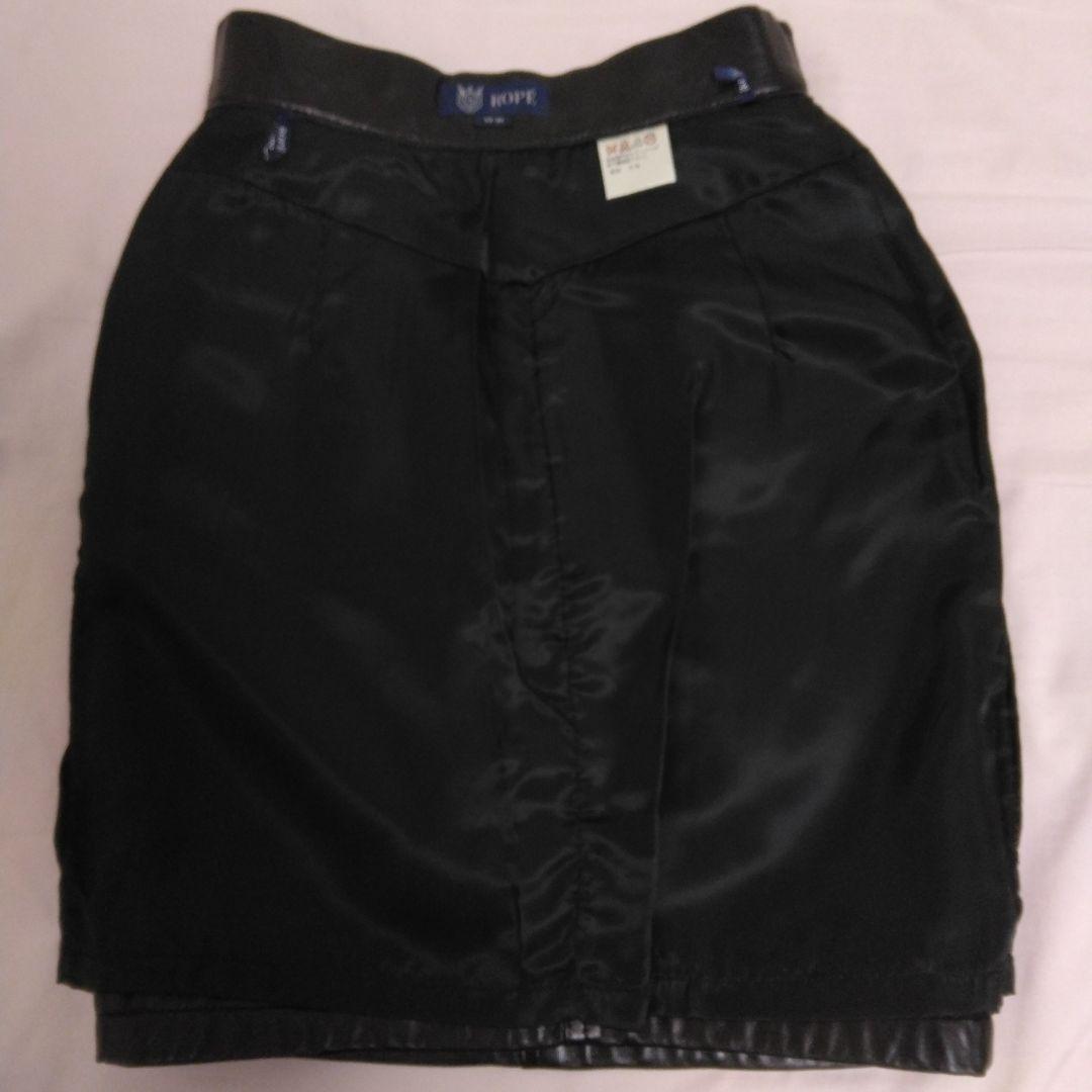 激レア❣ ROPE 羊革 肌触り良い羊❣黒 ブラック レザー タイトミニスカート