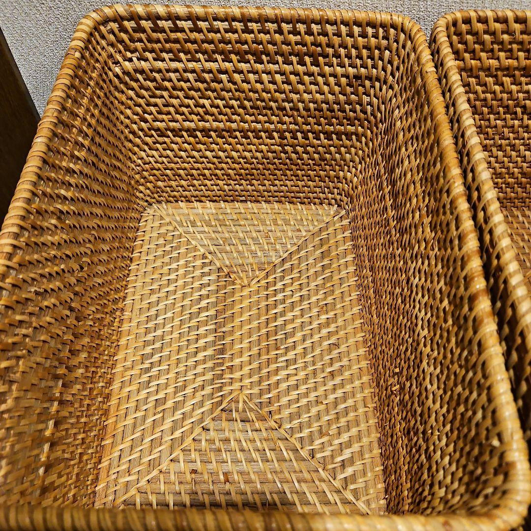 sara　無印重　なるラタン長方形バスケット 取っ手付きスタッカブル　7点