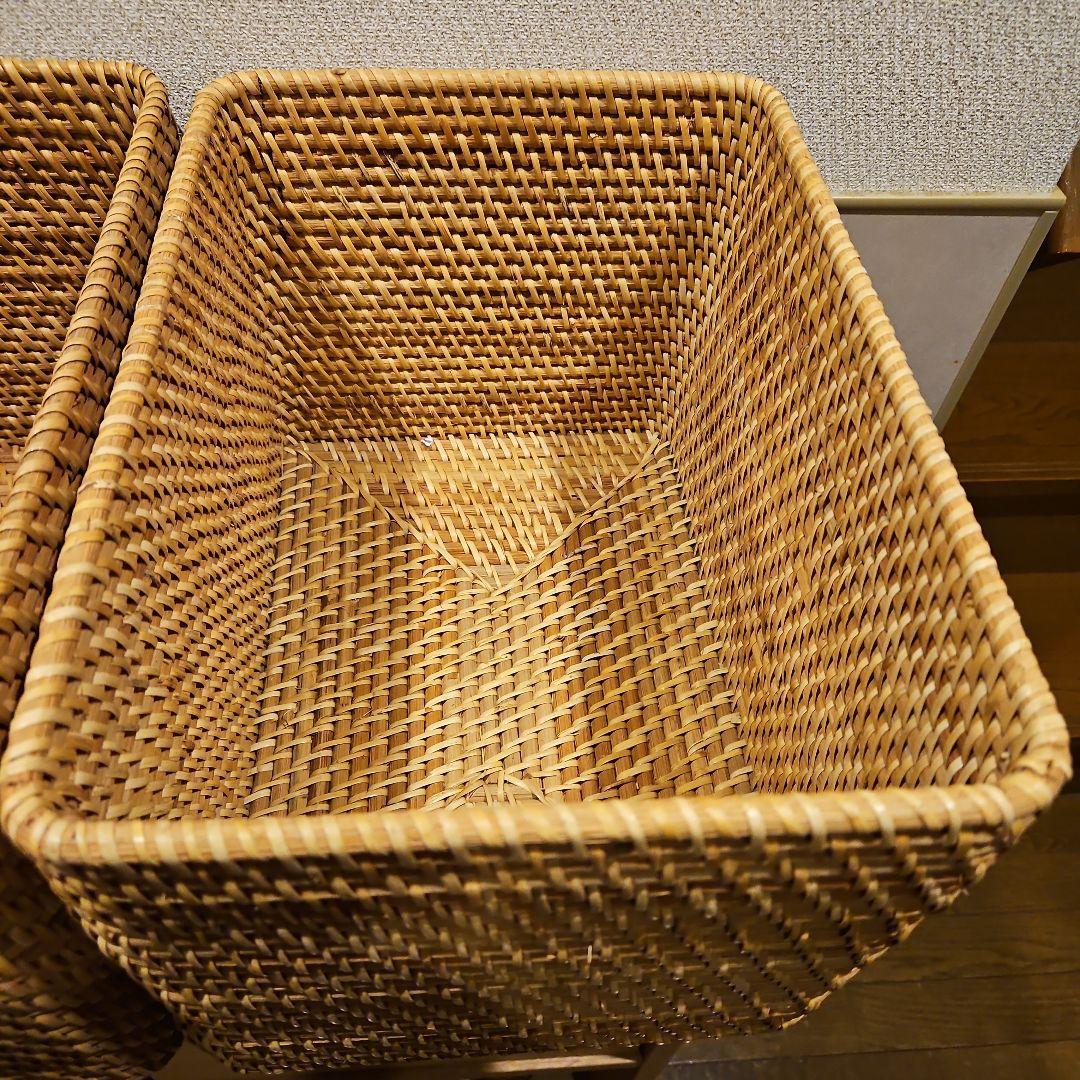 sara　無印重　なるラタン長方形バスケット 取っ手付きスタッカブル　7点