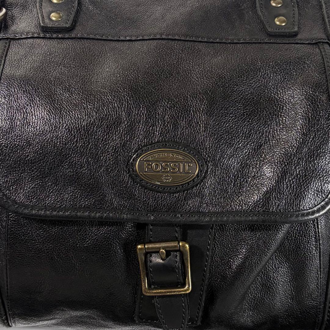 Fossil フォッシル 2way ボストンバッグ ブラック 黒 レザー