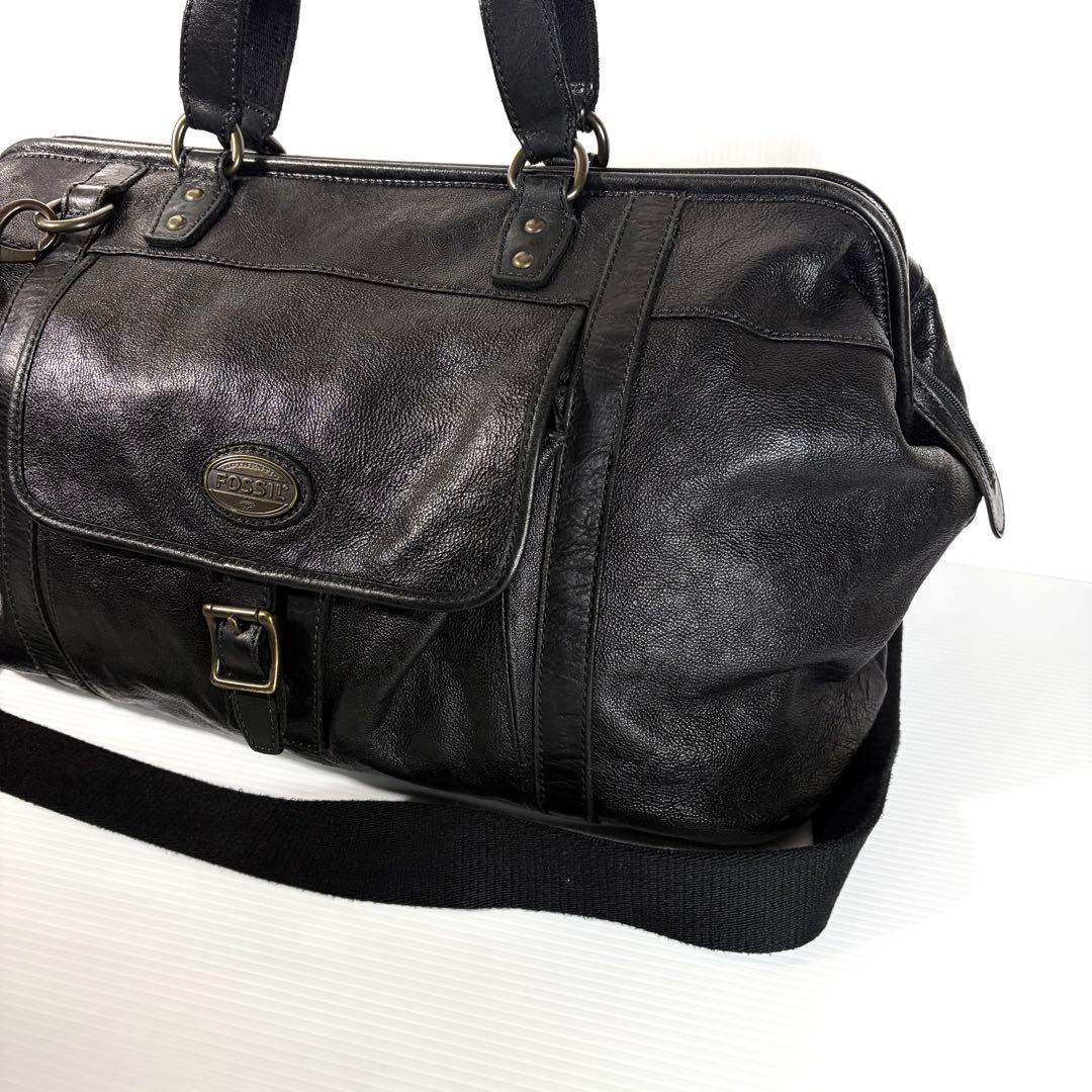 Fossil フォッシル 2way ボストンバッグ ブラック 黒 レザー