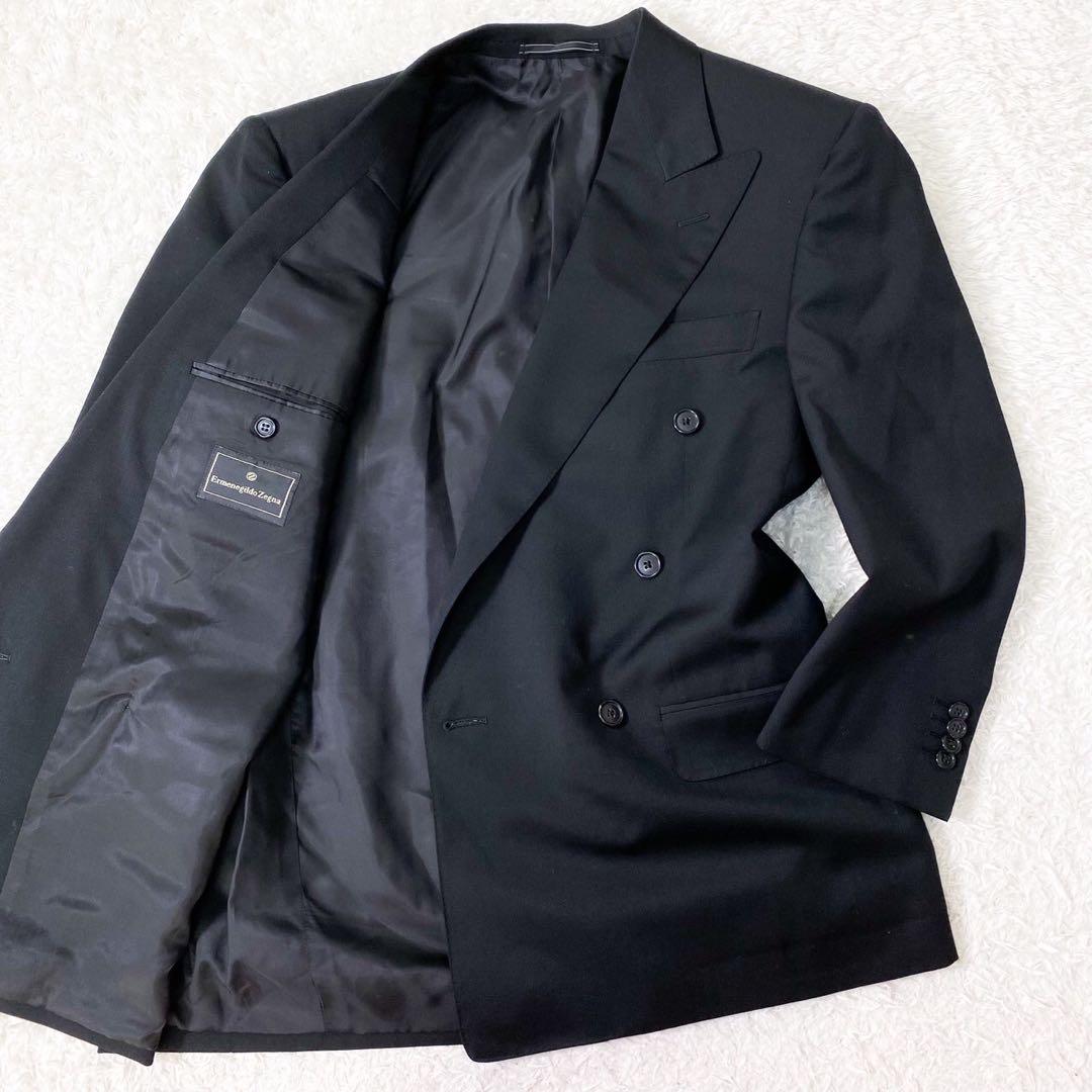 エルメネジルドゼニア テーラードジャケット ダブル サイズ48(M) 黒 ウール
