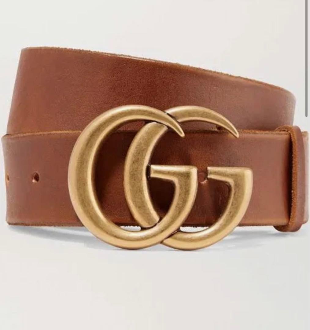 GUCCI ブラック レザー ベルト GGロゴ