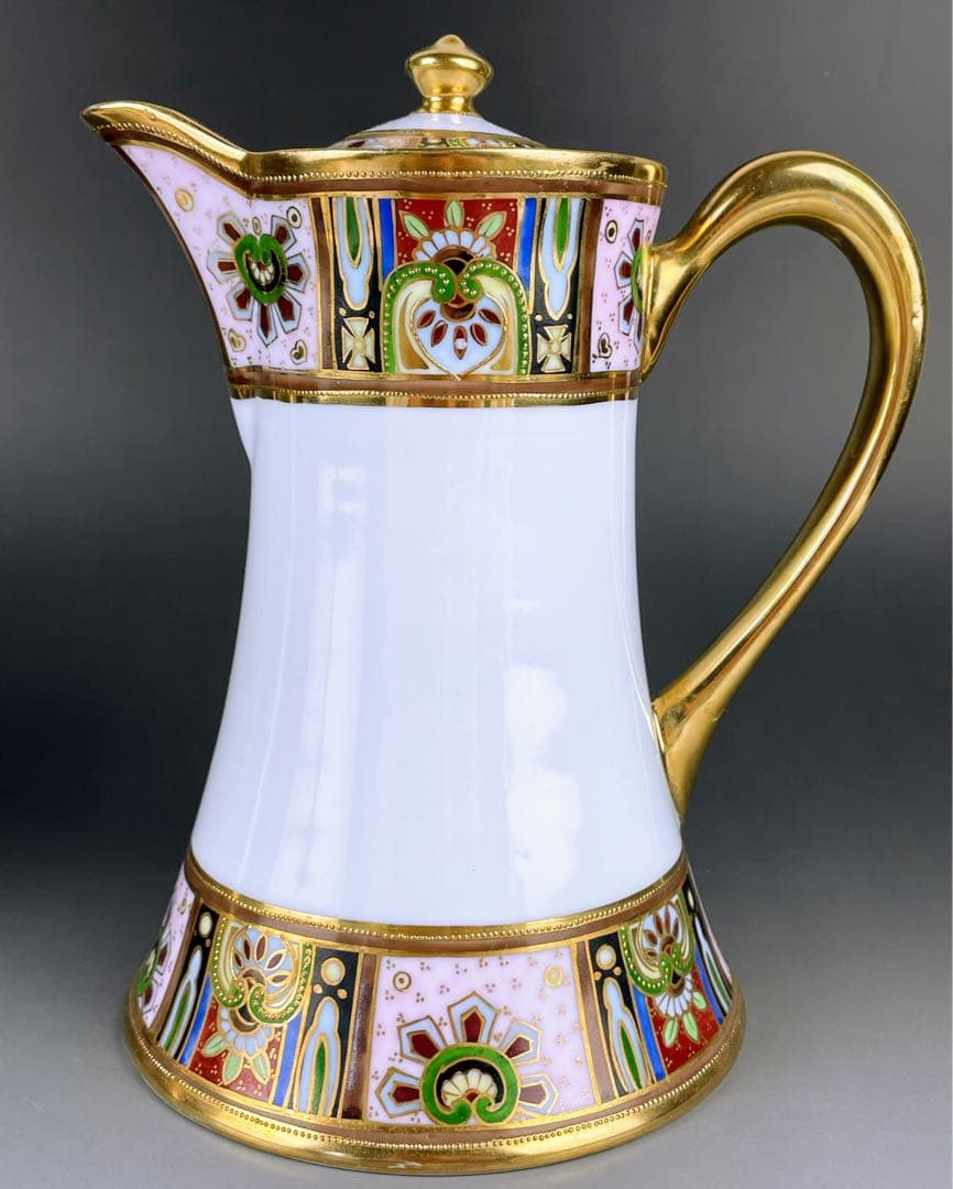 【美品】オールドノリタケ 金盛り チョコレートポット ３小皿 1ソーサー セット