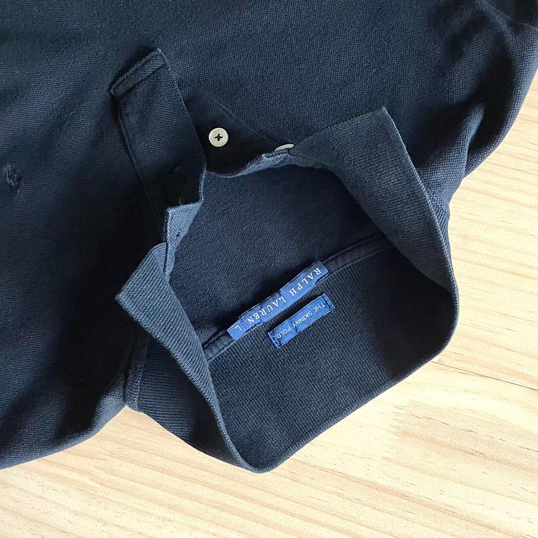 美品 ラルフローレン ポロシャツ 黒 スキニー L 鹿の子