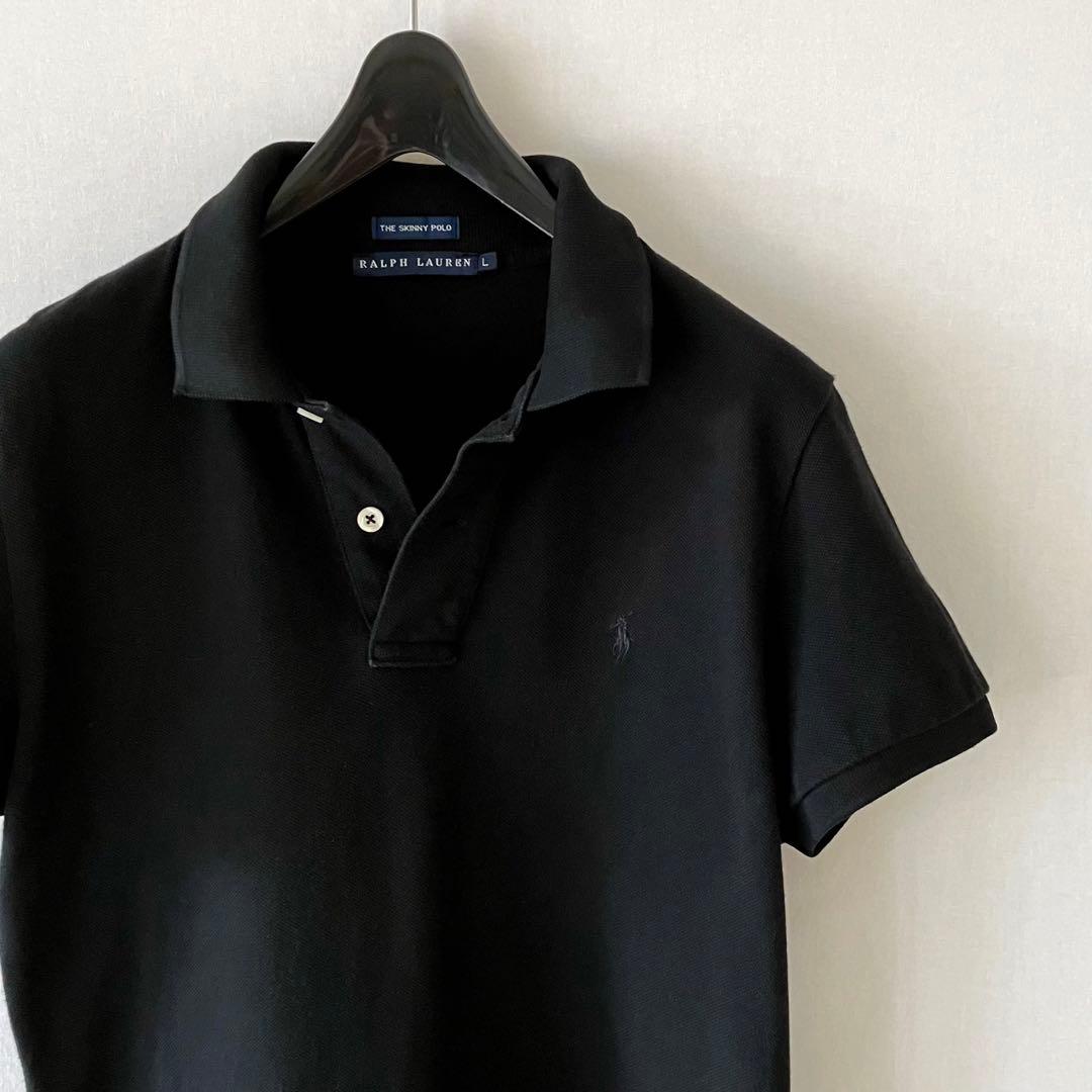 美品 ラルフローレン ポロシャツ 黒 スキニー L 鹿の子