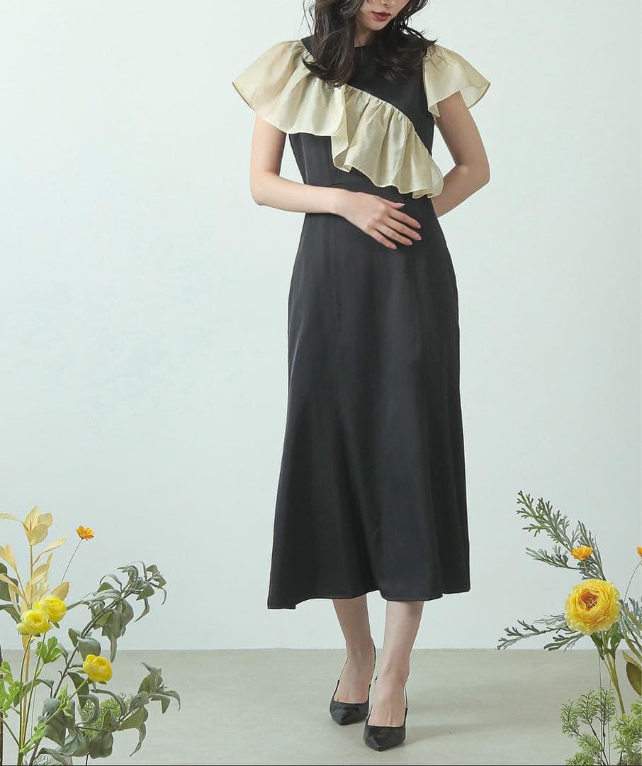 kana カナ 【未使用】　フリルシフォン マーメイド ワンピース ドレス　M