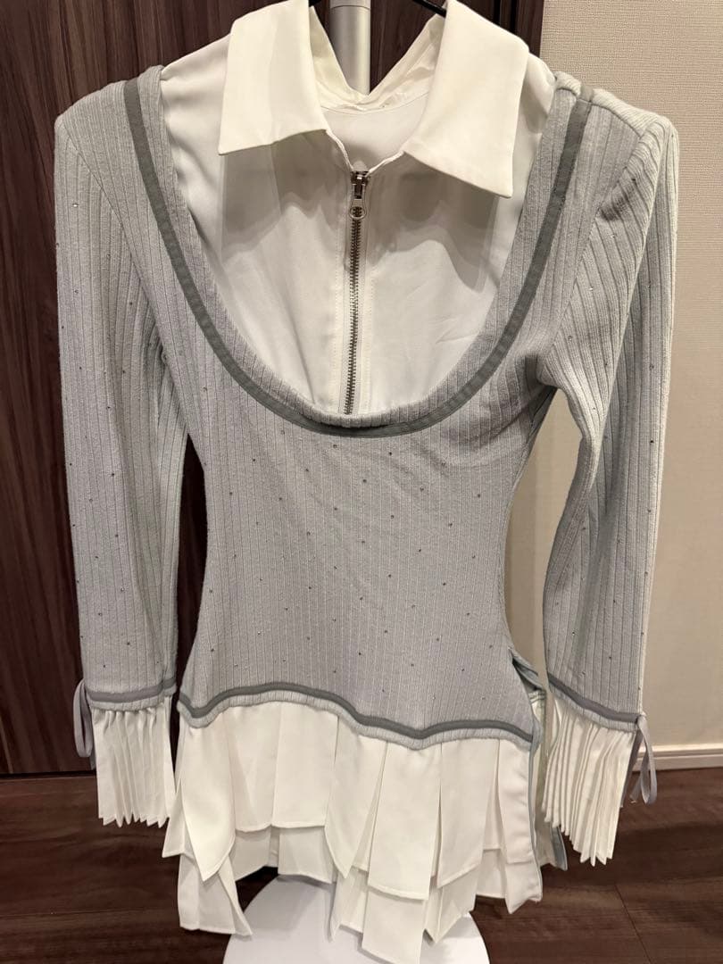 Randy ビジュープレッピーワンピース グレー FL