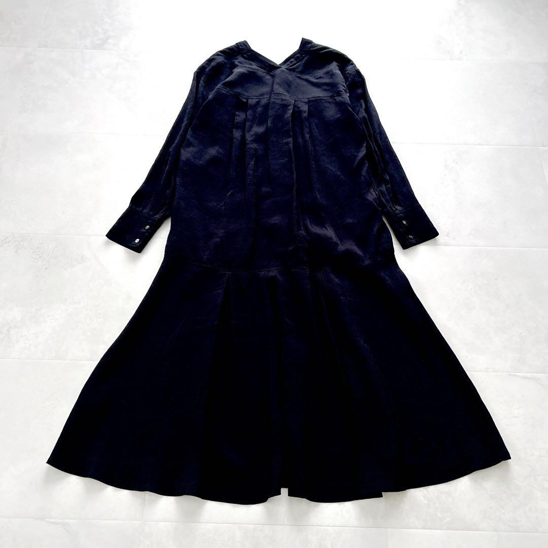 24SS✨人気　ビアズリー カラーレスシャツワンピース　ブラック　現行近年モデル