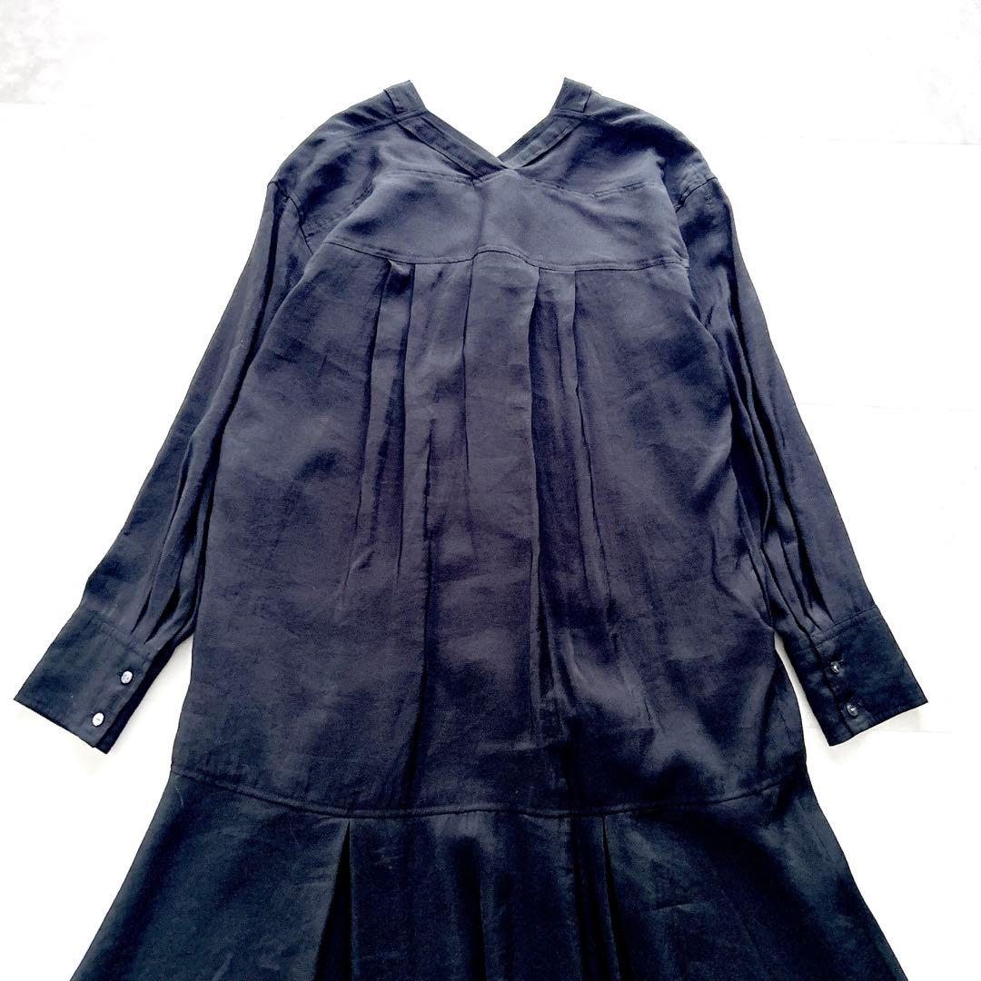 24SS✨人気　ビアズリー カラーレスシャツワンピース　ブラック　現行近年モデル