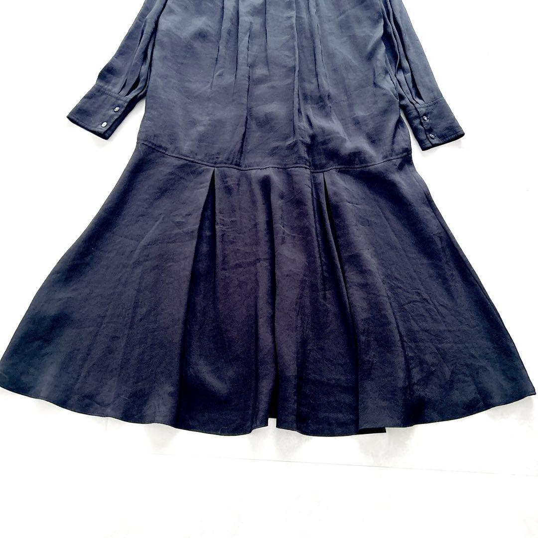 24SS✨人気　ビアズリー カラーレスシャツワンピース　ブラック　現行近年モデル