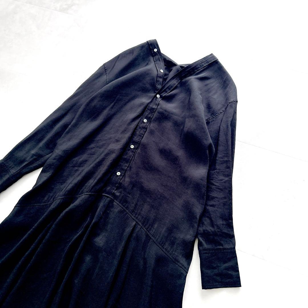 24SS✨人気　ビアズリー カラーレスシャツワンピース　ブラック　現行近年モデル