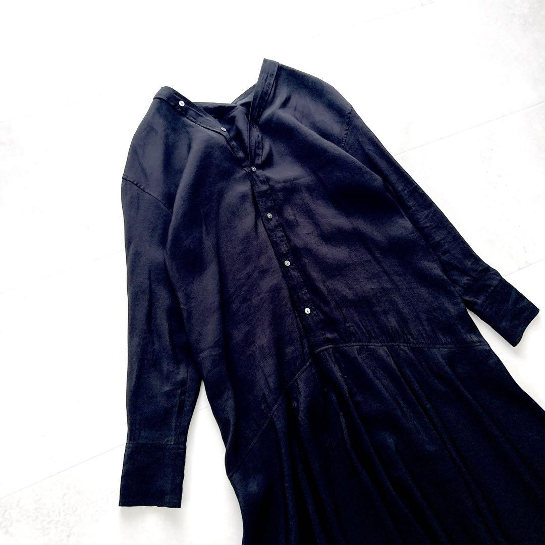 24SS✨人気　ビアズリー カラーレスシャツワンピース　ブラック　現行近年モデル