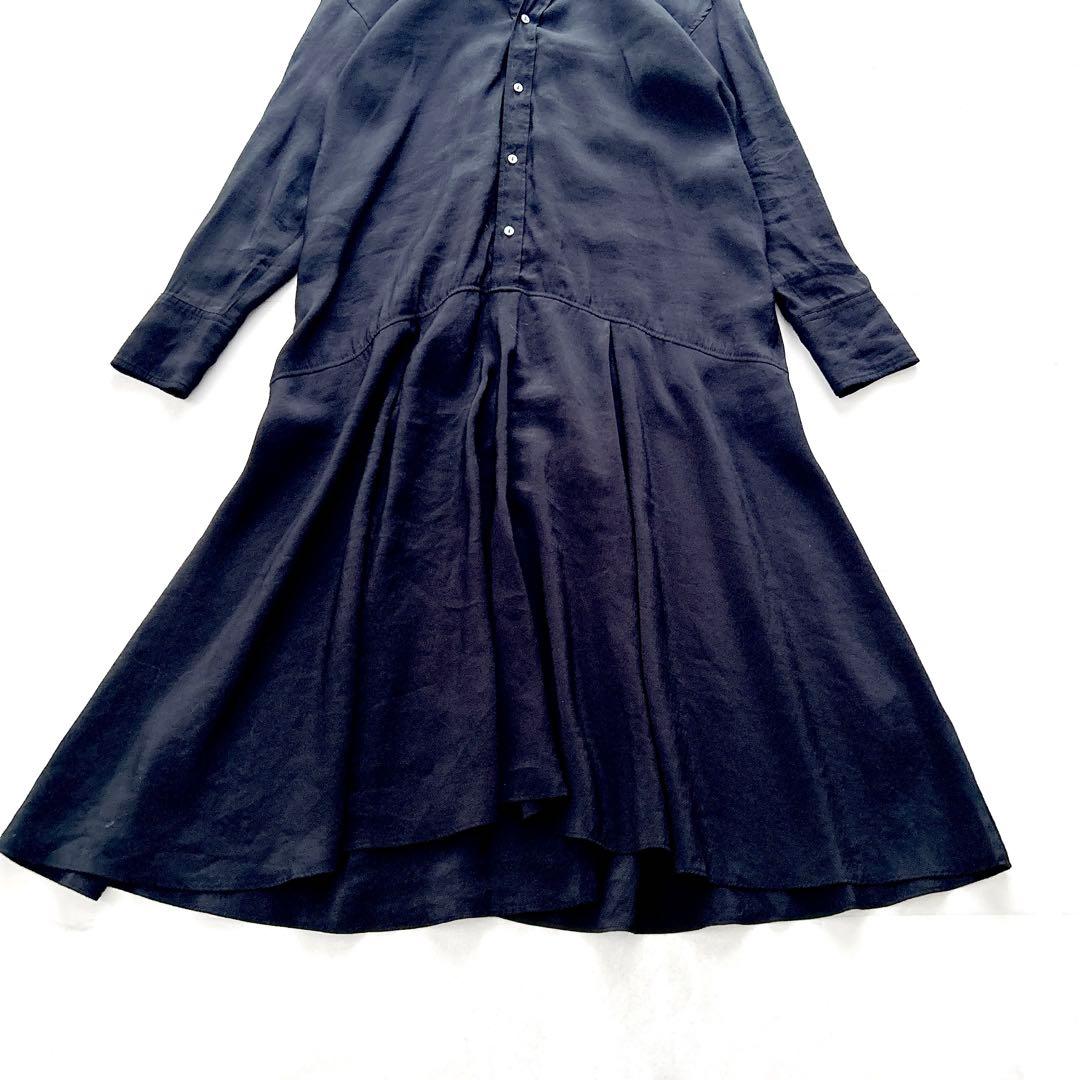 24SS✨人気　ビアズリー カラーレスシャツワンピース　ブラック　現行近年モデル