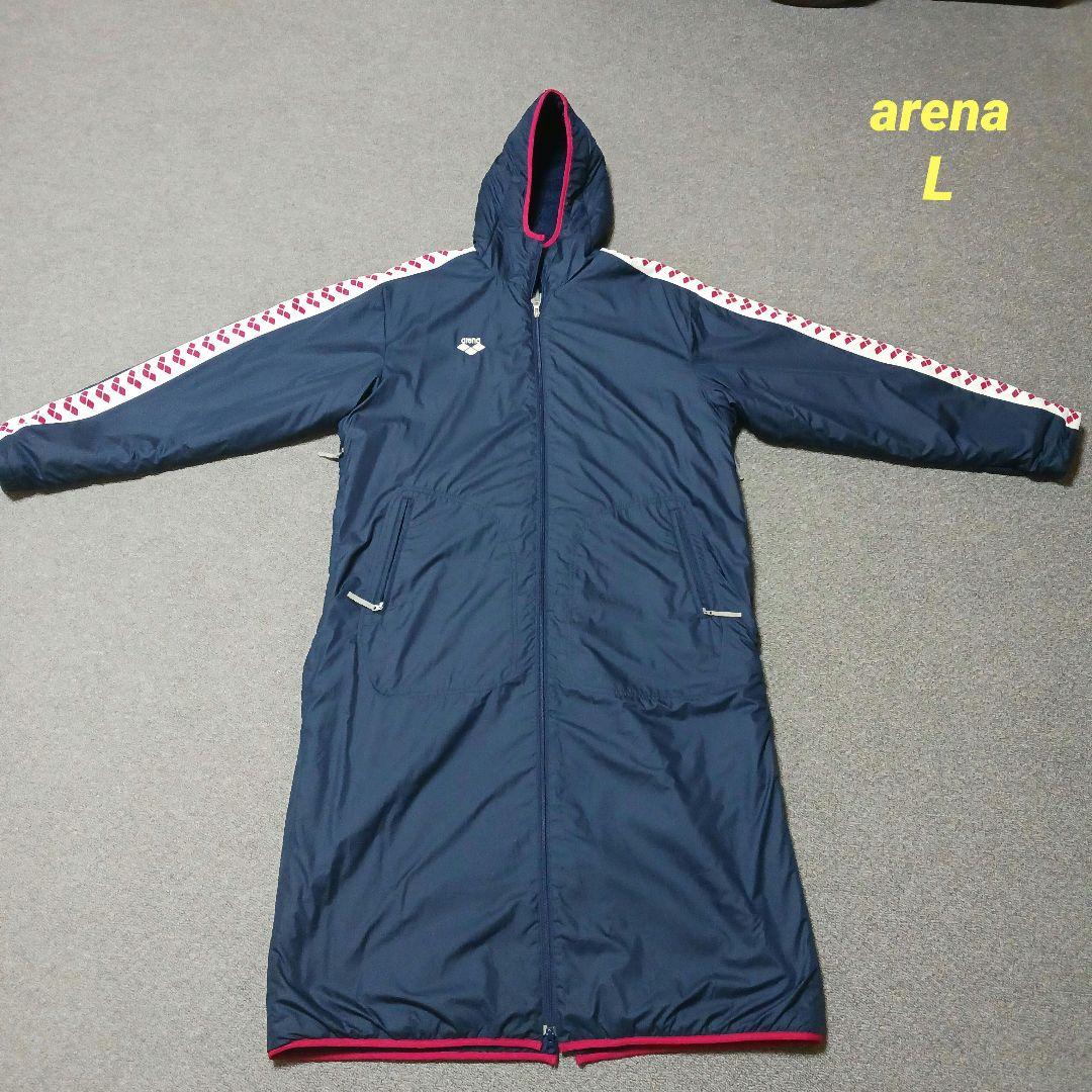 【arena】 フード付きベンチコート　起毛　競泳　サイズＬ