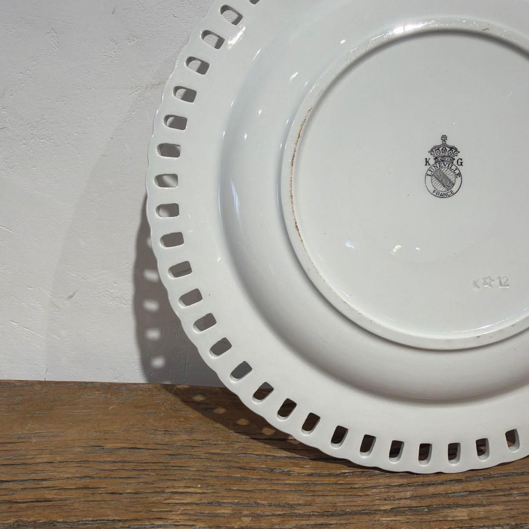 希少　Luneville パニエ　デザート皿　薔薇とチューリップ