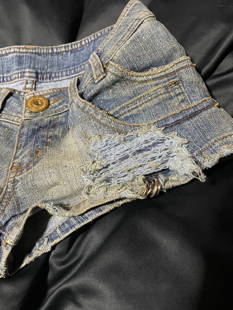 d.i.a ダメージラメ加工デニムショーパン