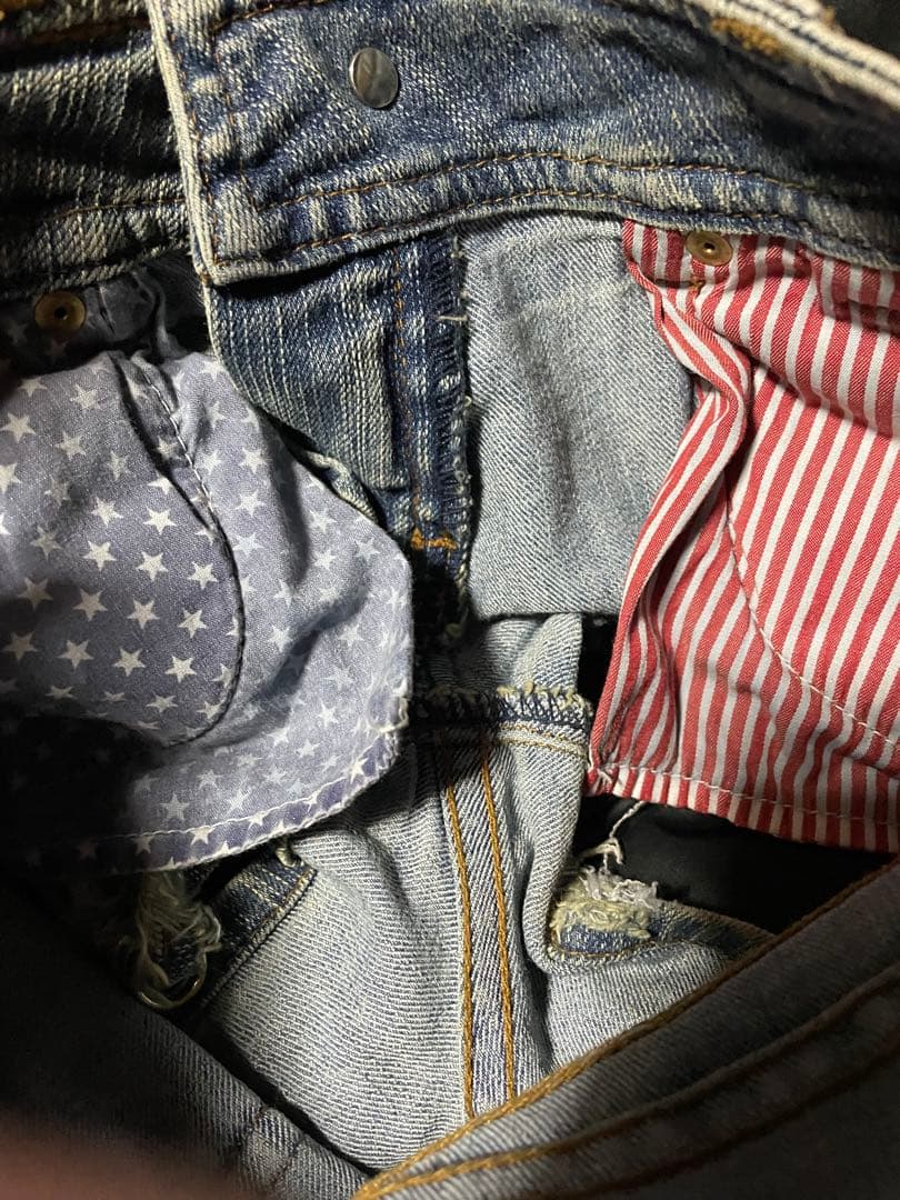 d.i.a ダメージラメ加工デニムショーパン