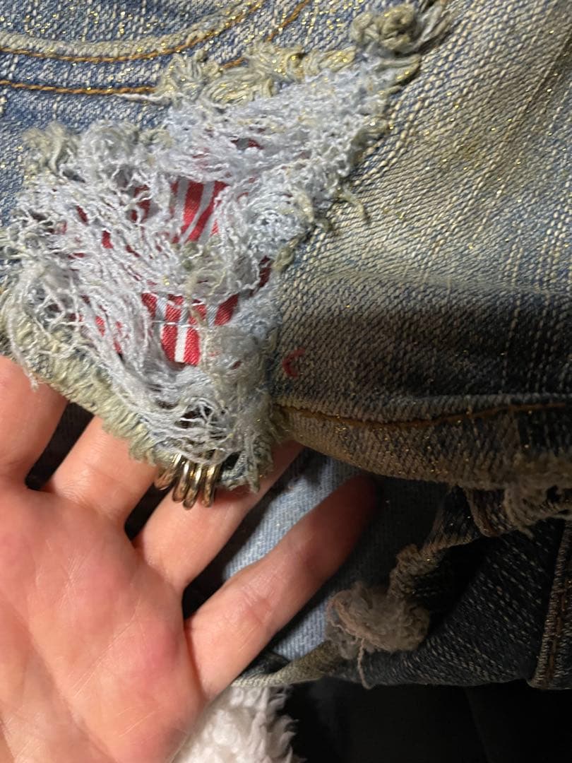 d.i.a ダメージラメ加工デニムショーパン