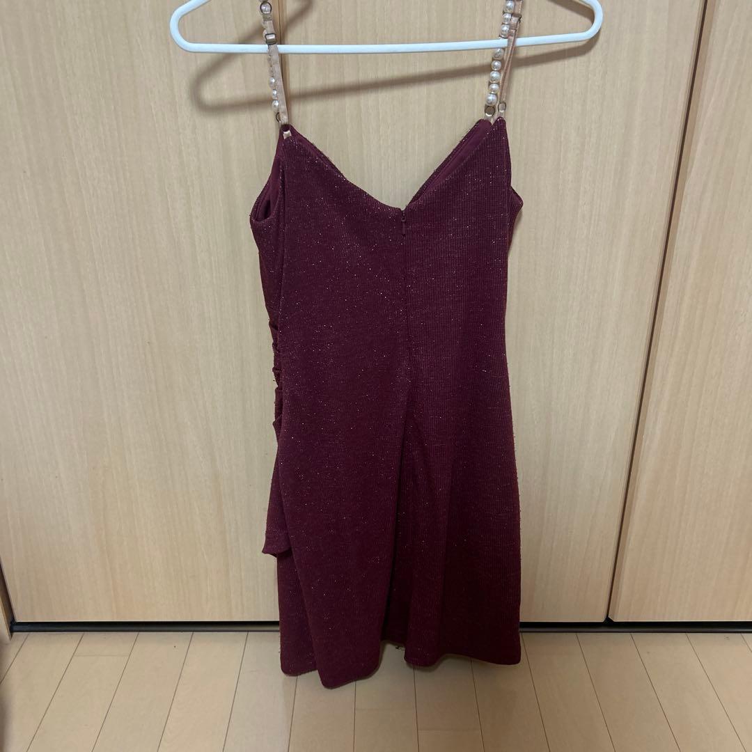 ANGELR バーガンディ ドレープドレス S