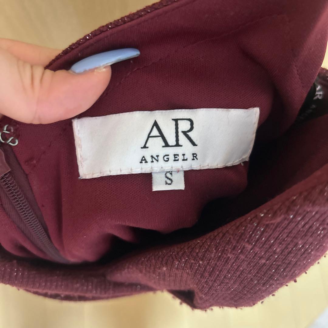 ANGELR バーガンディ ドレープドレス S