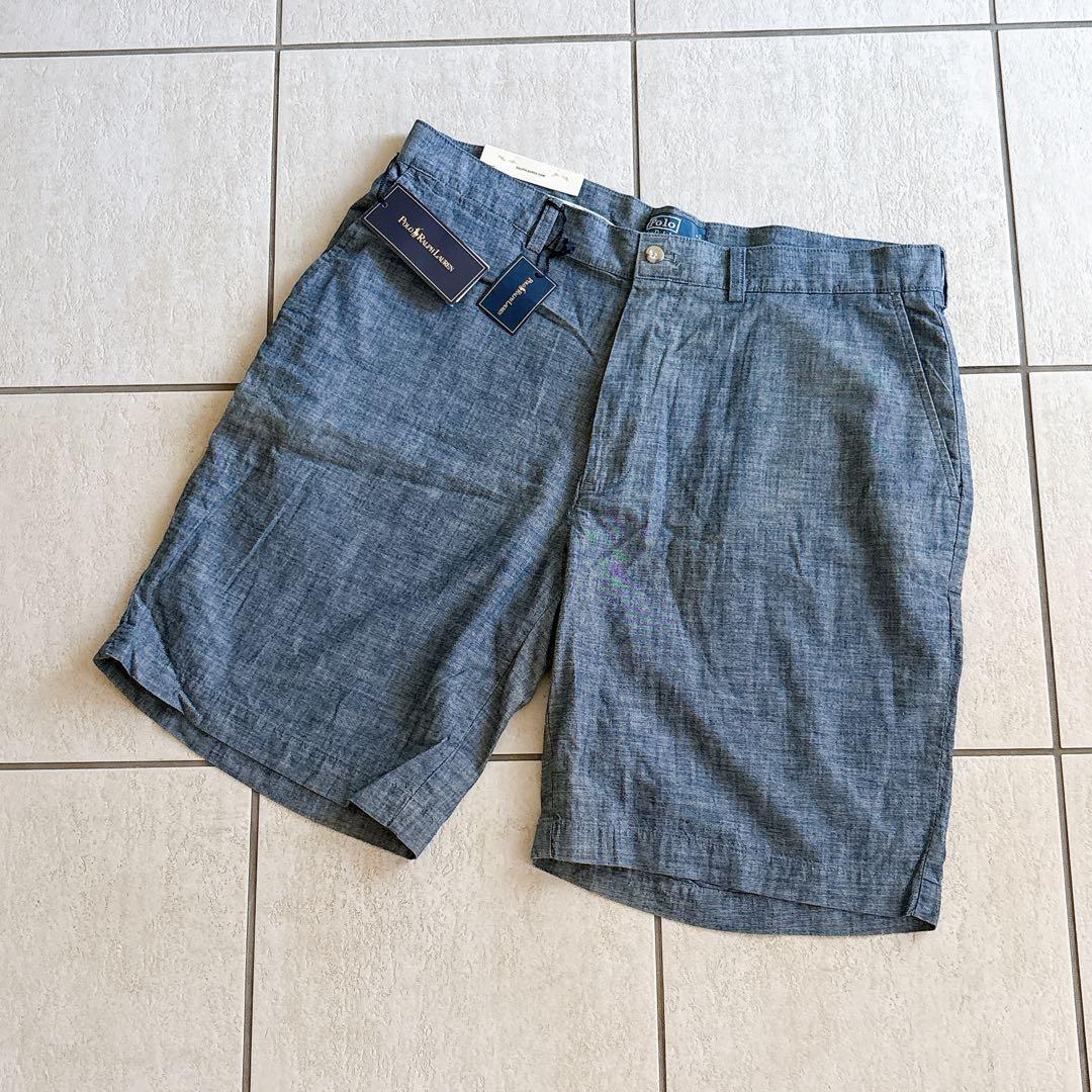 な*す様 【新品タグ付】ラルフローレン シャンブレーデニムショートパンツ　薄手膝