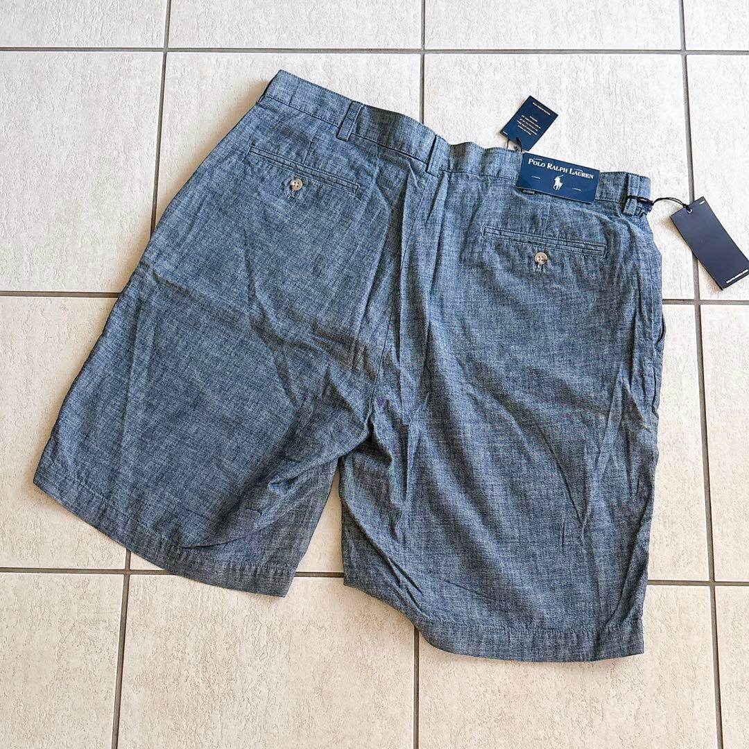 な*す様 【新品タグ付】ラルフローレン シャンブレーデニムショートパンツ　薄手膝
