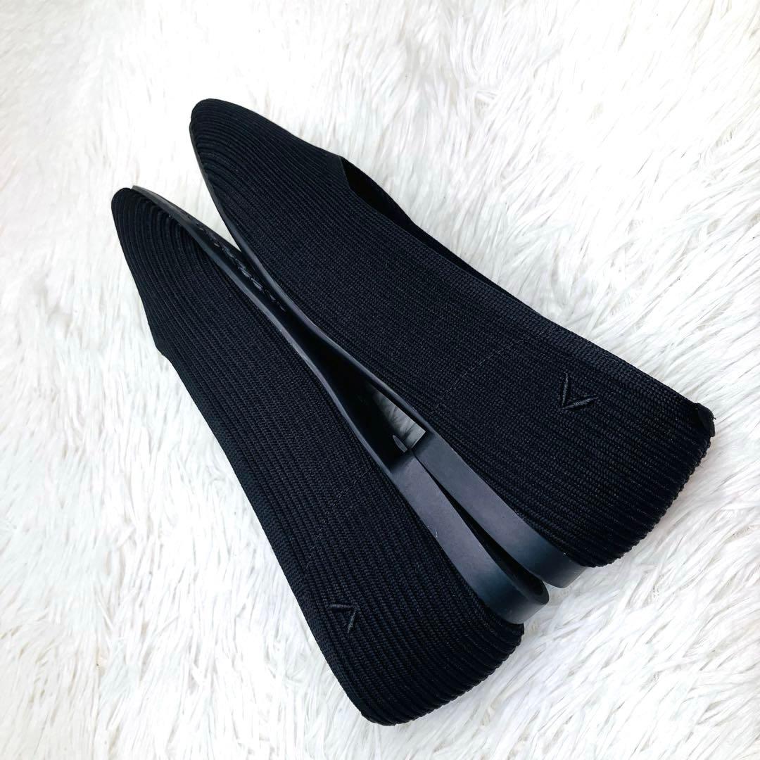 【極美品】VIVAIA 22.5㌢スクエアトゥフラットシューズ　ビバイアVライン