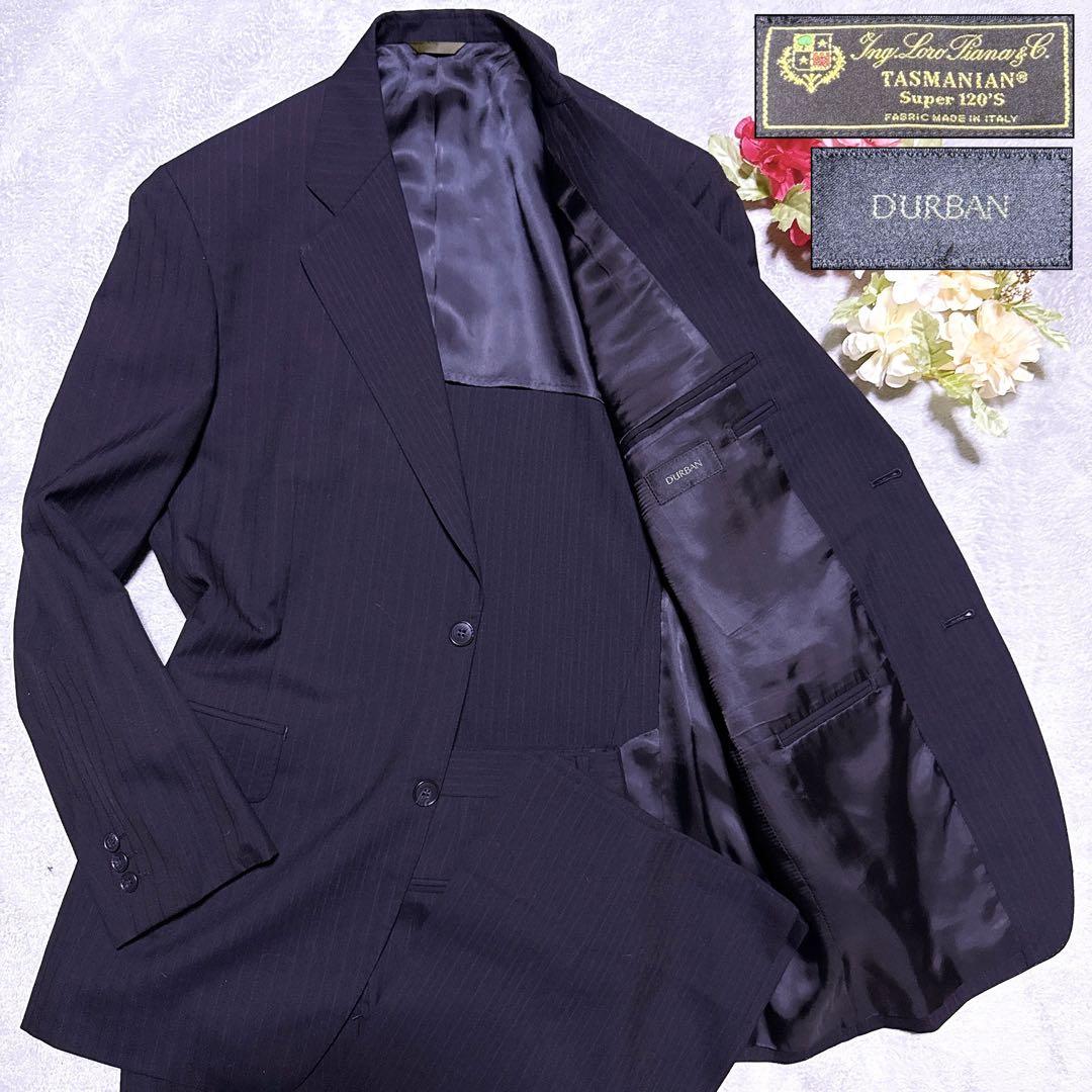 【未使用】ダーバン ロロピアーナ スーツ シャドーストライプ AB6 ネイビー