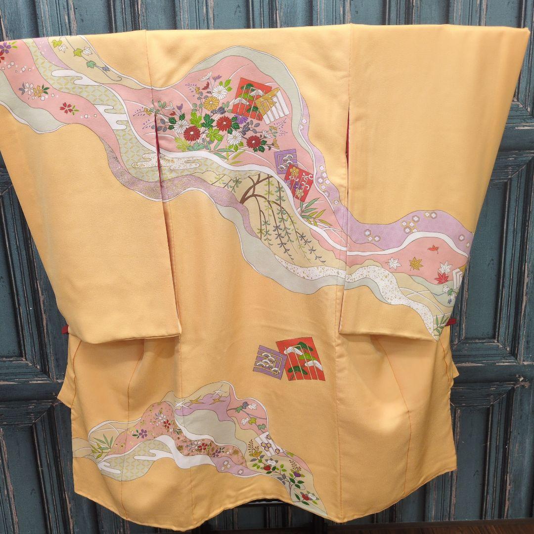 お宮参り　産着　七五三一つ身　正絹　珍しいクリーム色