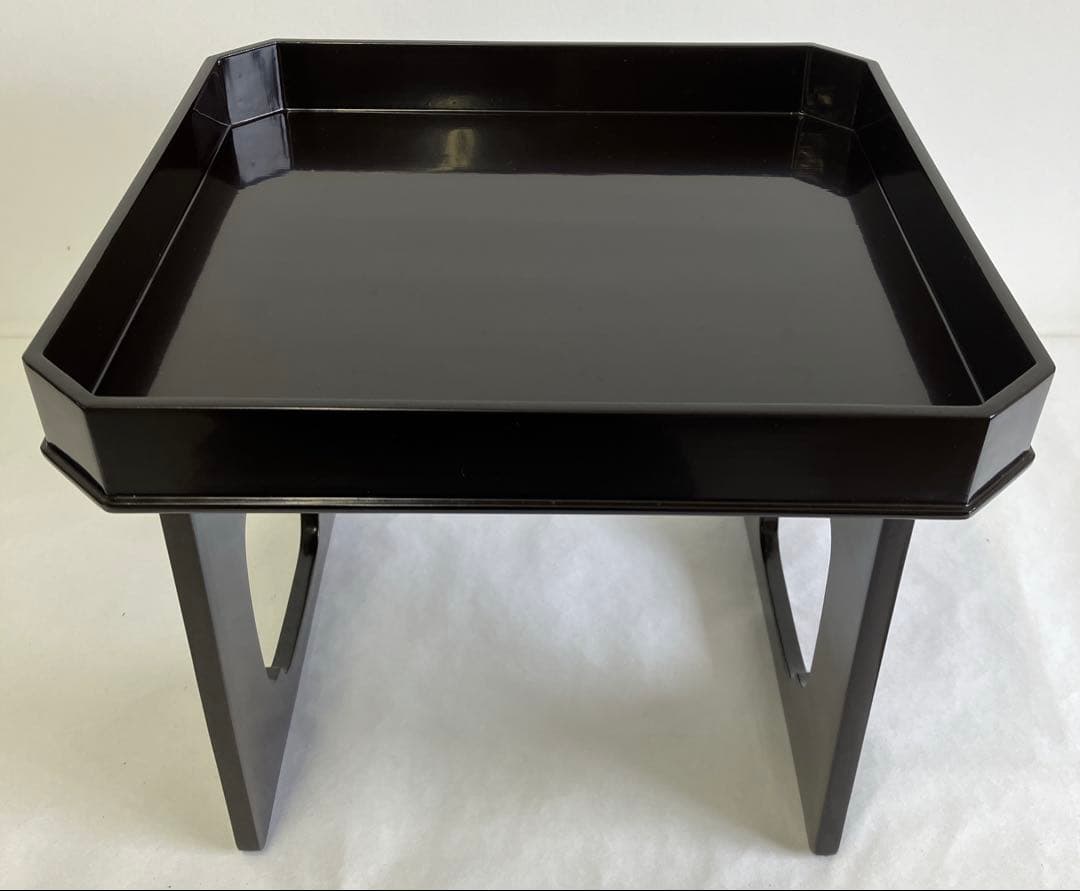 能登輪島塗 高足膳七客漆器 高橋松太郎 黒漆塗り 〈時代物・レトロ〉木箱2箱有り