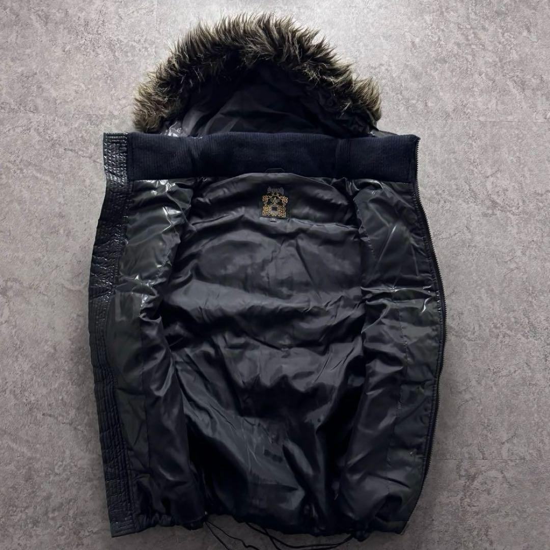 【00s archive】ファー　ダウン　ベスト　Y2K 短丈　光沢　ギャル男