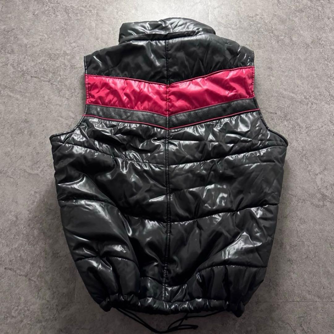 【00s archive】ファー　ダウン　ベスト　Y2K 短丈　光沢　ギャル男