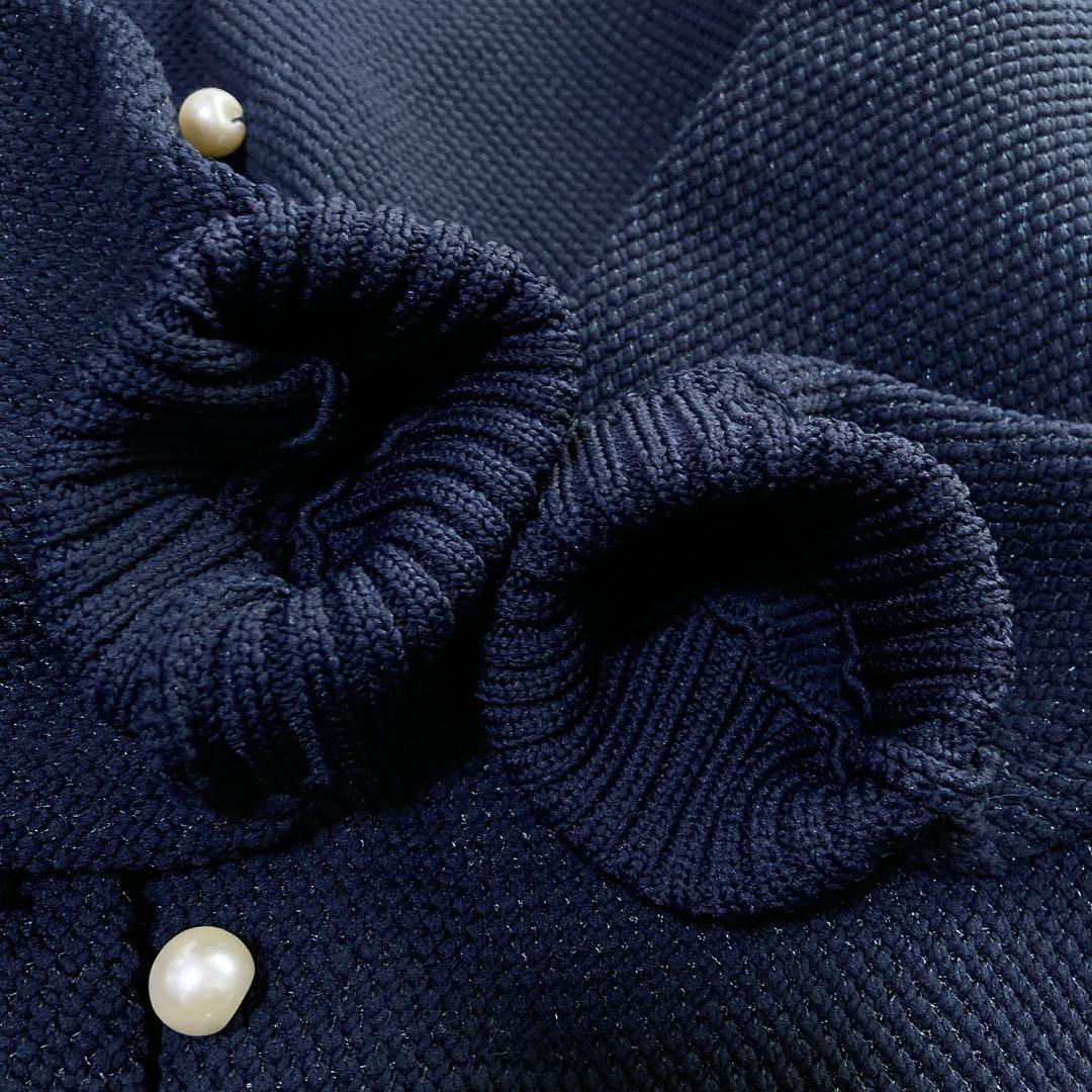 極美品 SONO パイソンニッティングカーディガン 2025 パール ネイビー