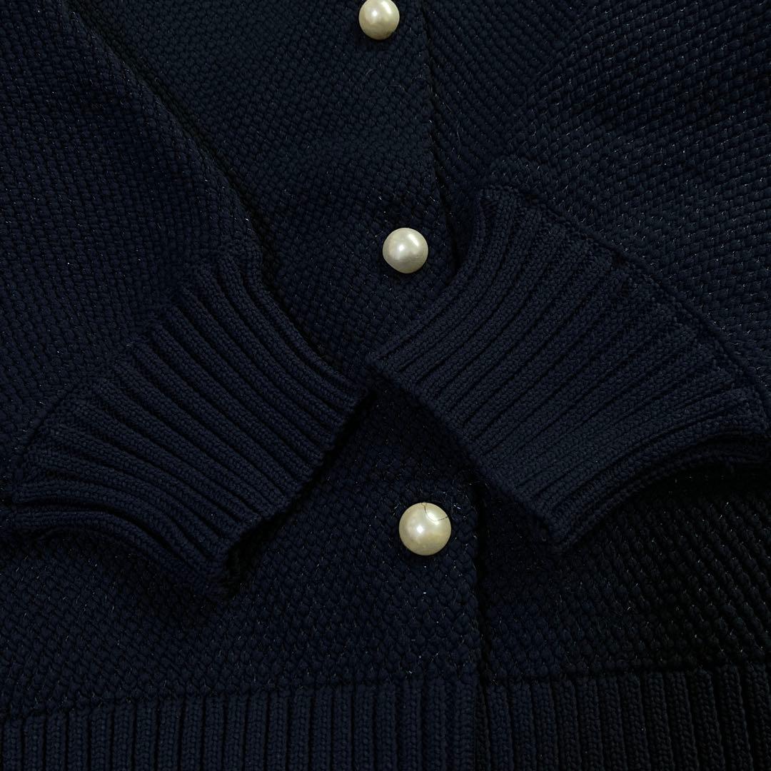 極美品 SONO パイソンニッティングカーディガン 2025 パール ネイビー