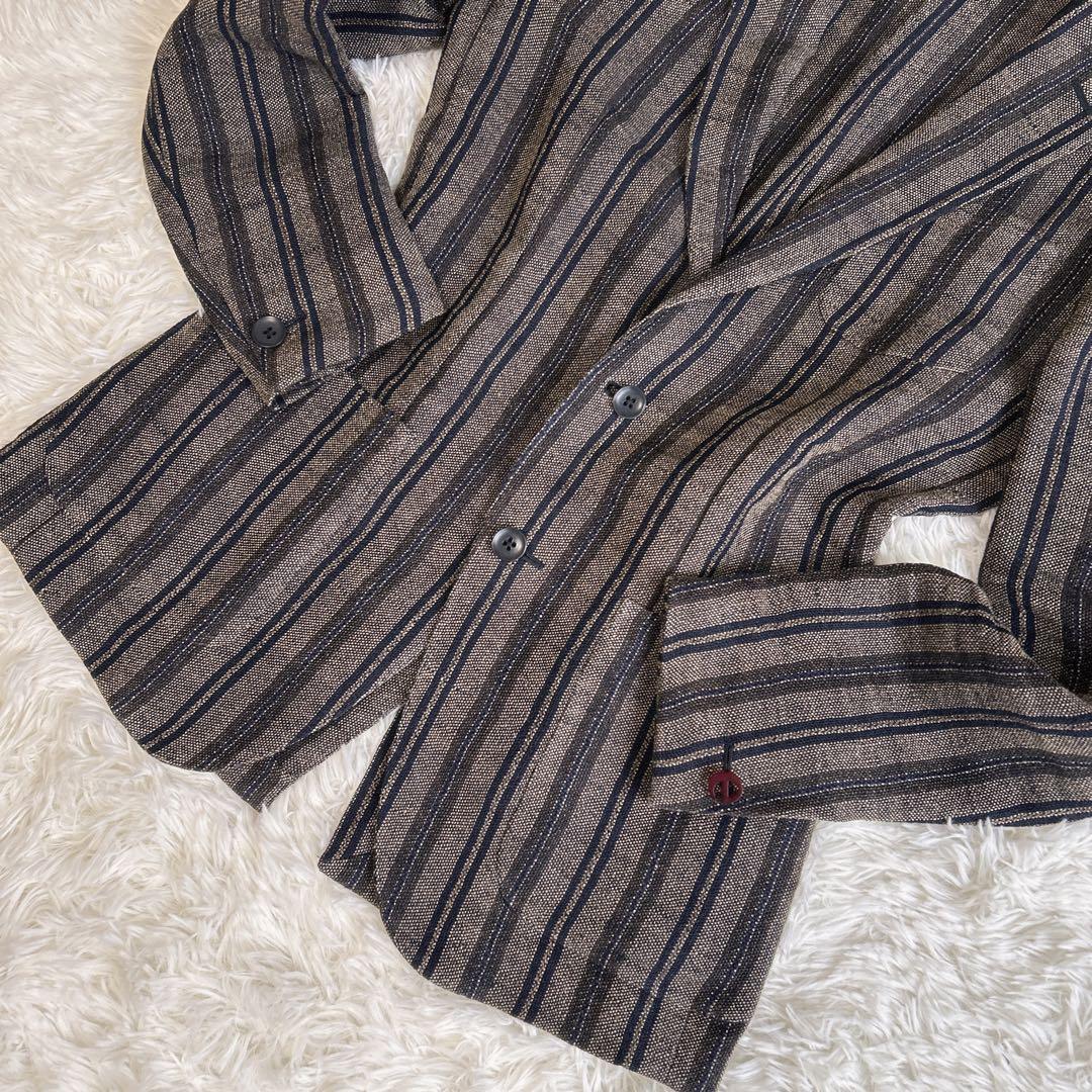 ✨美品✨エルネスト 2B テーラードジャケット チェック リネン アンコン