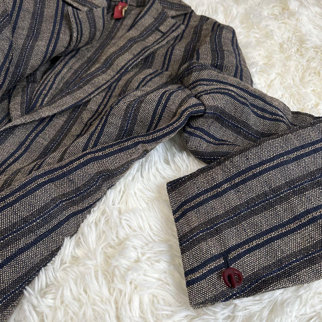 ✨美品✨エルネスト 2B テーラードジャケット チェック リネン アンコン