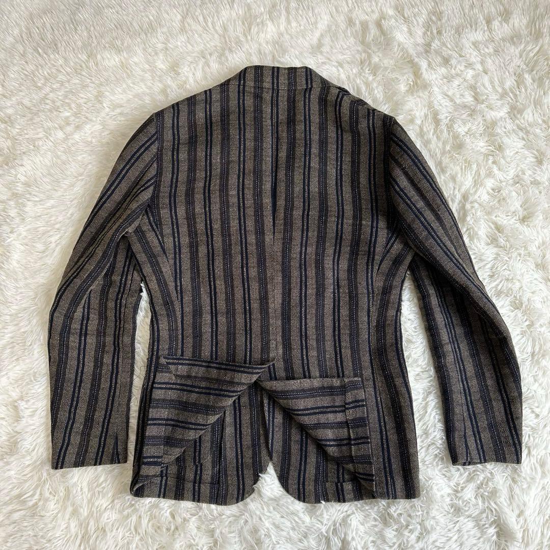 ✨美品✨エルネスト 2B テーラードジャケット チェック リネン アンコン